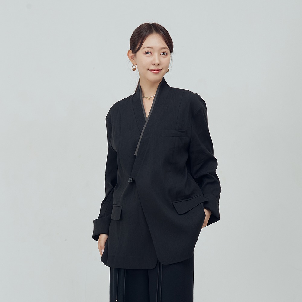 Leerum Linen Jacket [Long-Black]