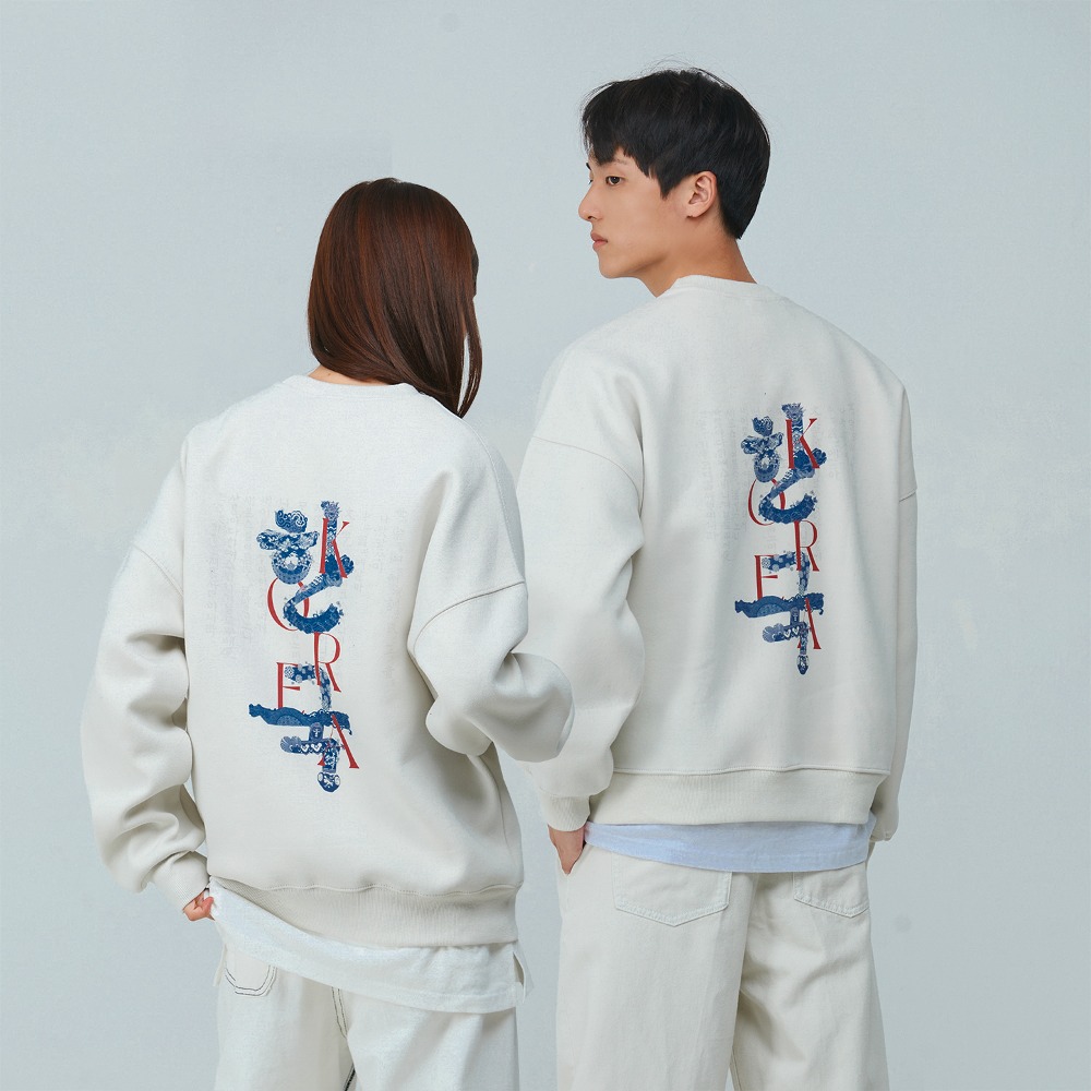 [Leesletage] The Korean text Sweatshirt [Ivory]