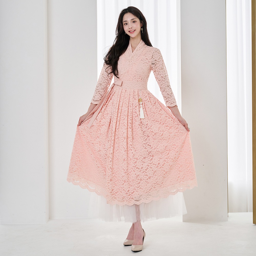 Springtime Lace Cheollik Dress [Pink]