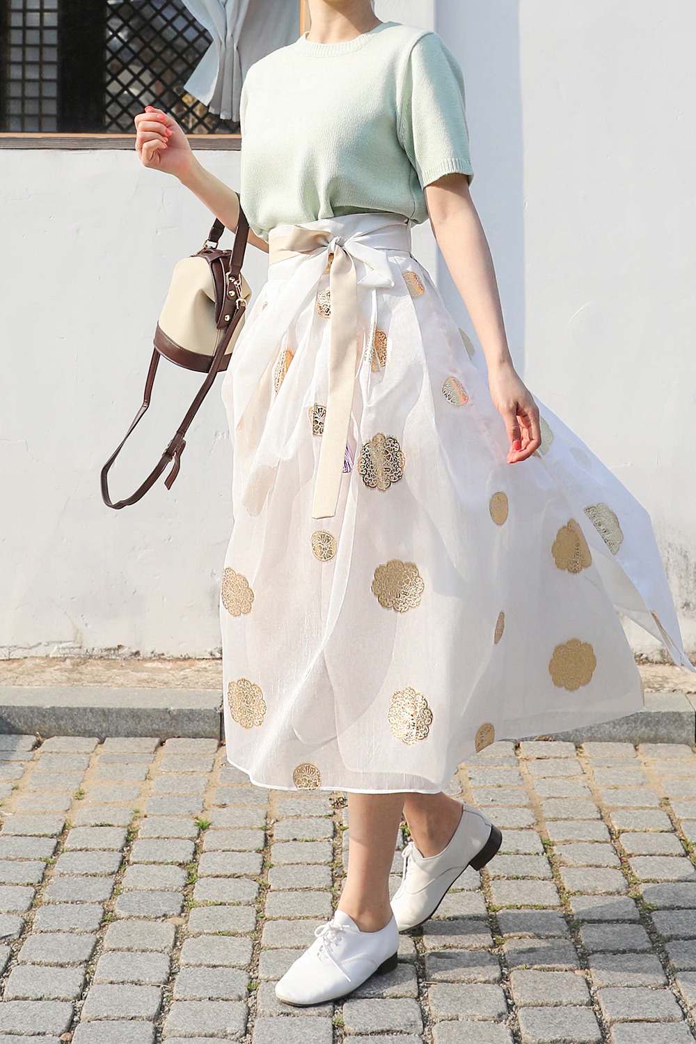 Golden Lotus Skirt [White]preorder