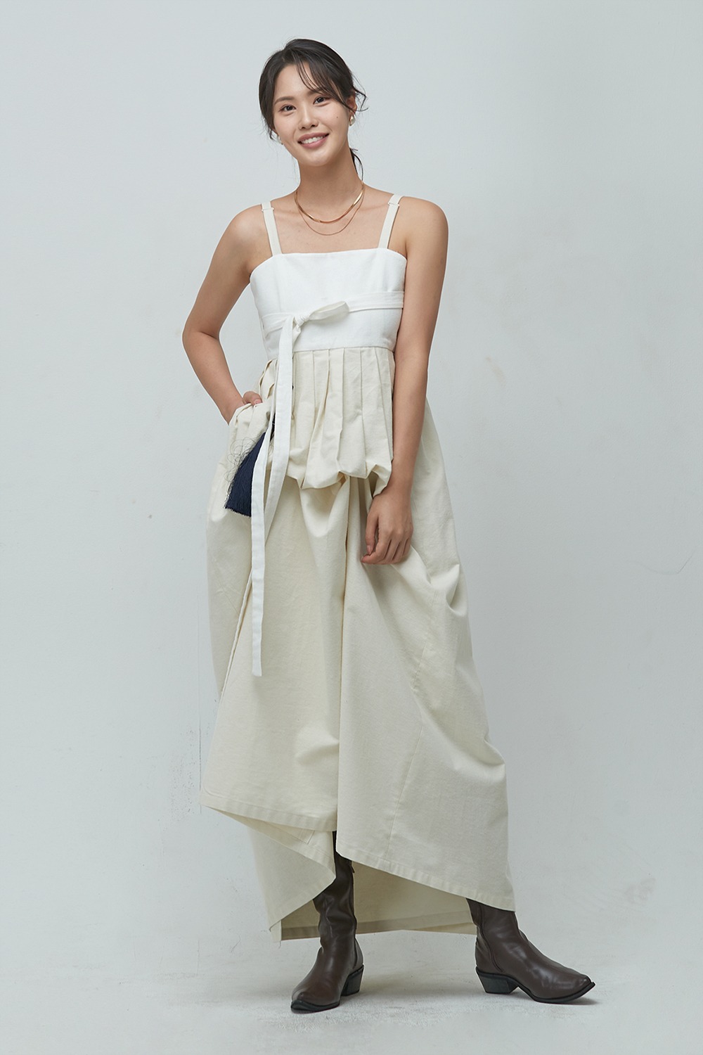 3WAY Fluffed Hem Skirt [Ivory]  NEW