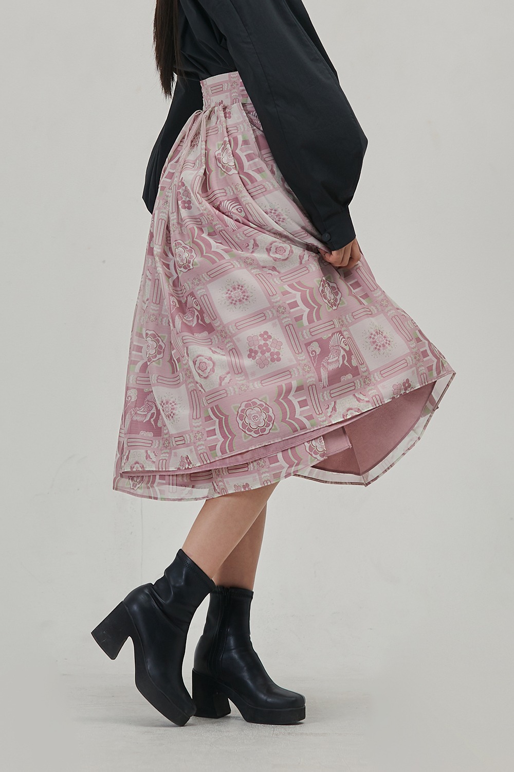 Dancheong Wrap Skirt [Pink]