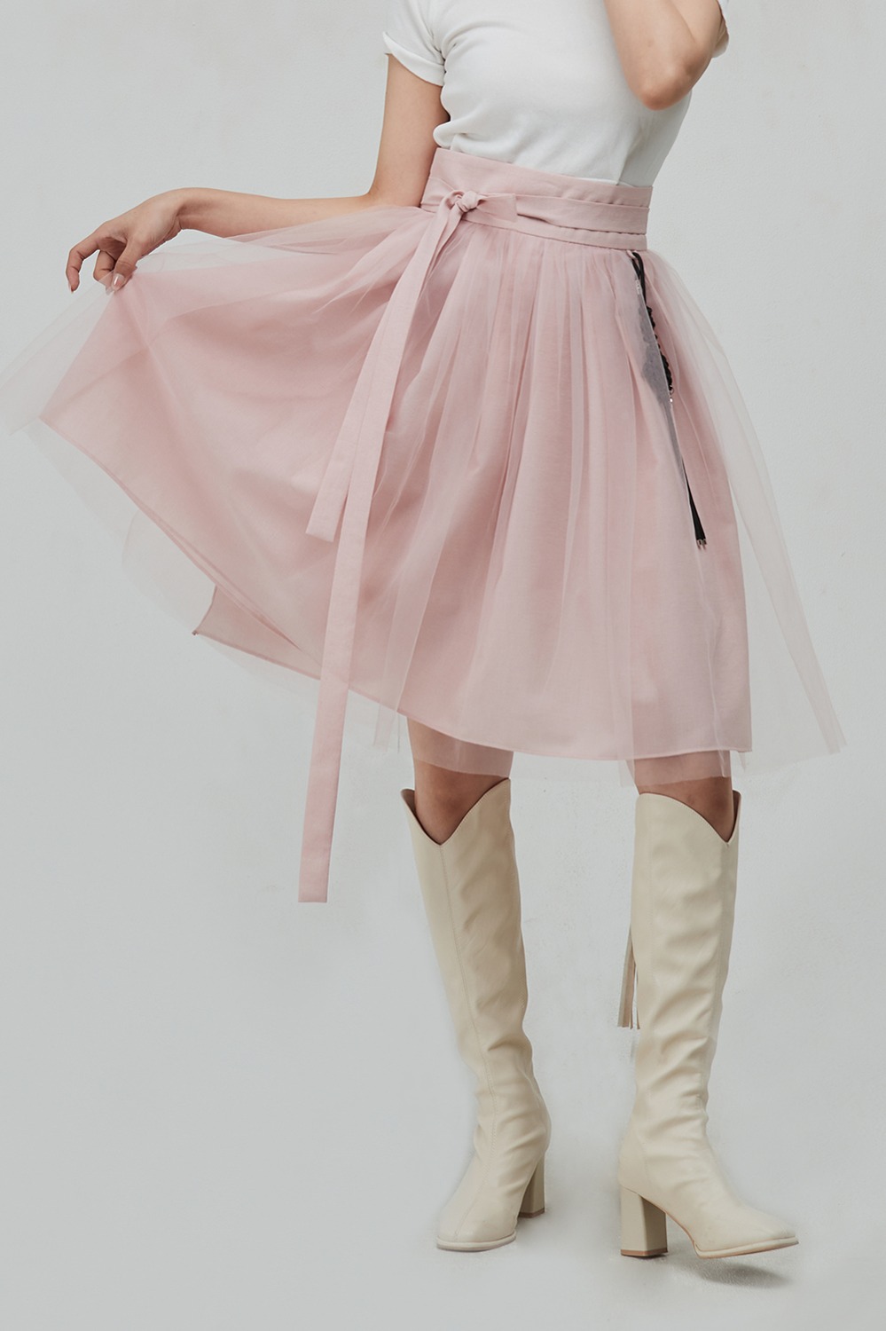 [LeeslenMina]Tulle Short Skirt set [Pink]
