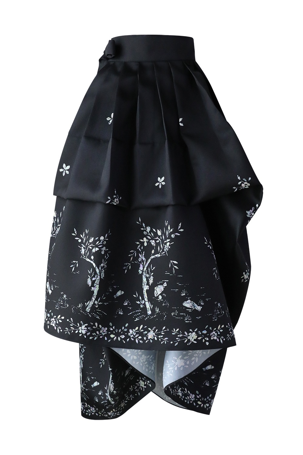 Willow Mother-of-pearl Girdle Waist Skirt [Black]