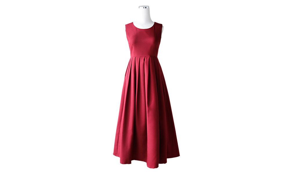 long dress burgundy color image-S5L5